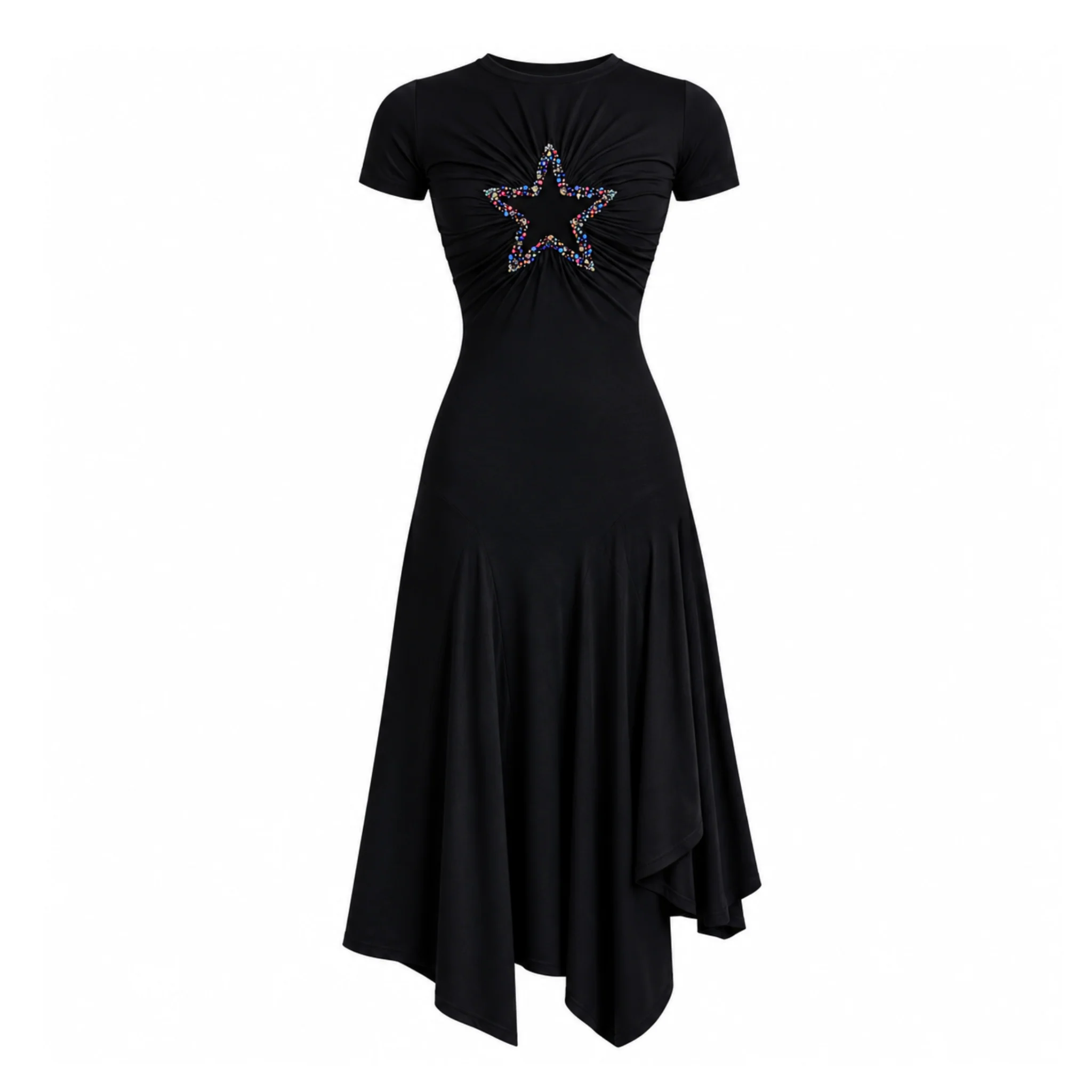 Black Star Emroidered Dress