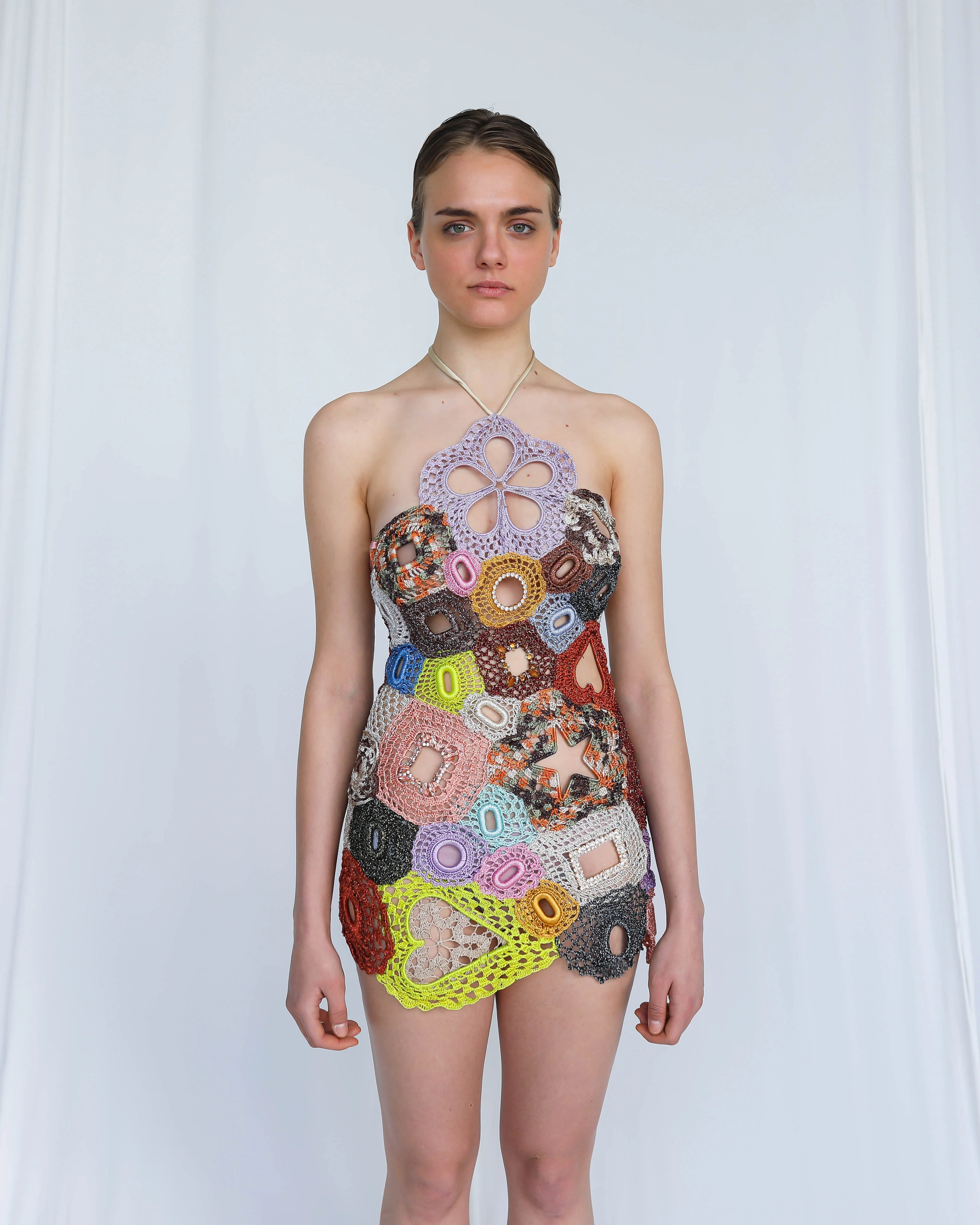 Crochet Crystal Mini Dress - Image 2
