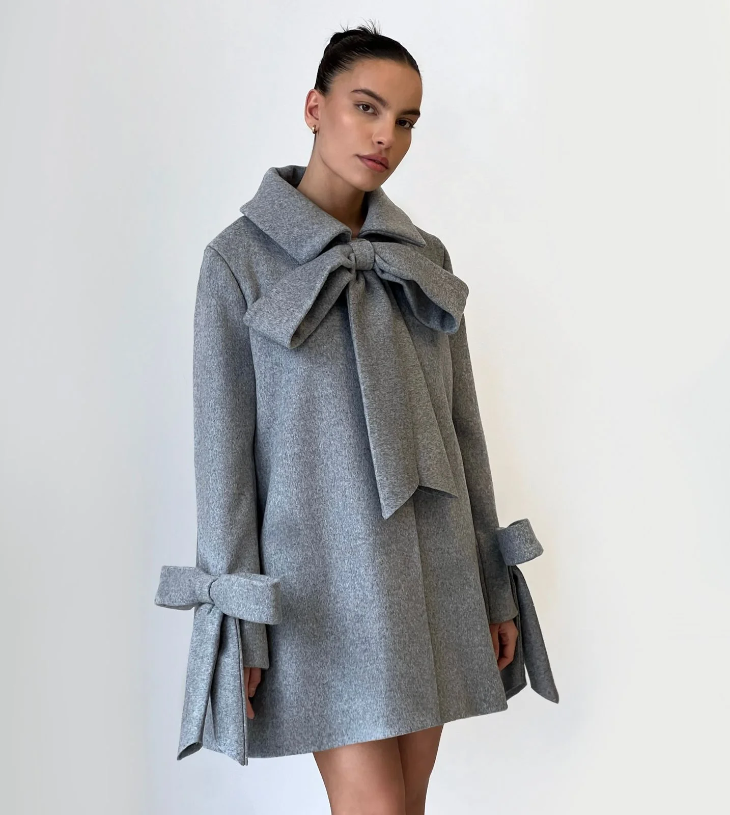 Grey Bow Coat - Image 2