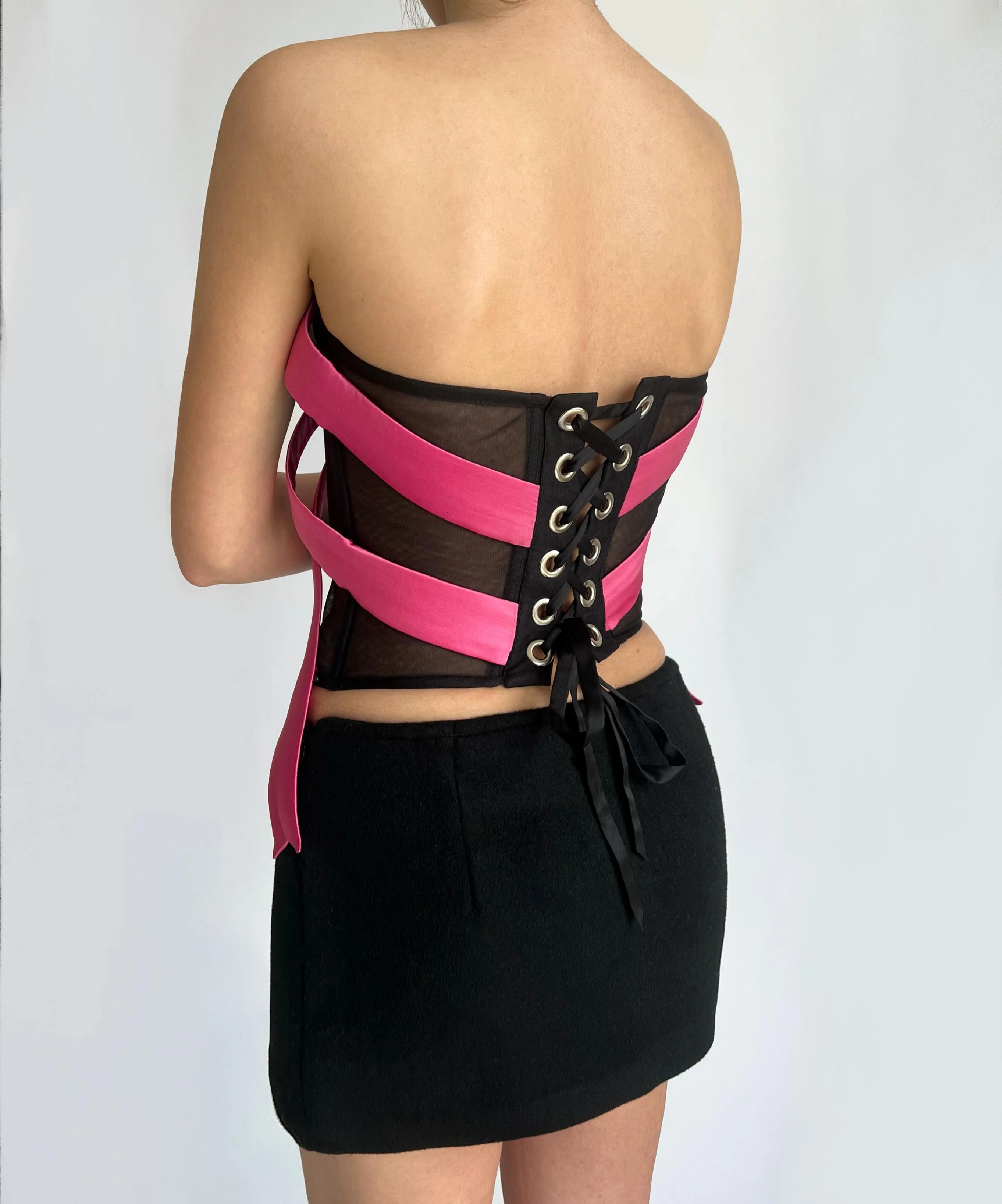 Pink & Black Bow Corset - Image 3
