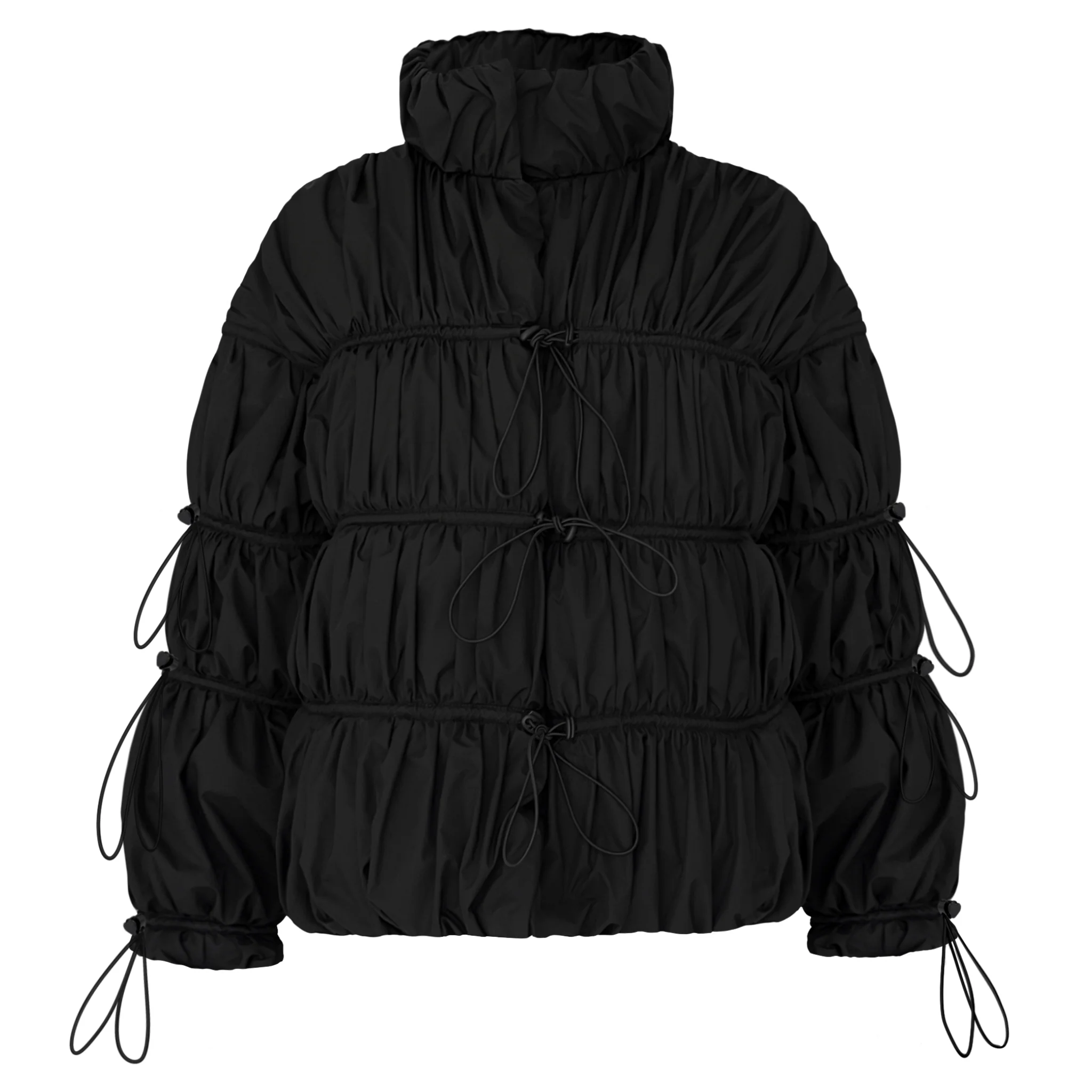 Ruffled Black Puffer Jacket