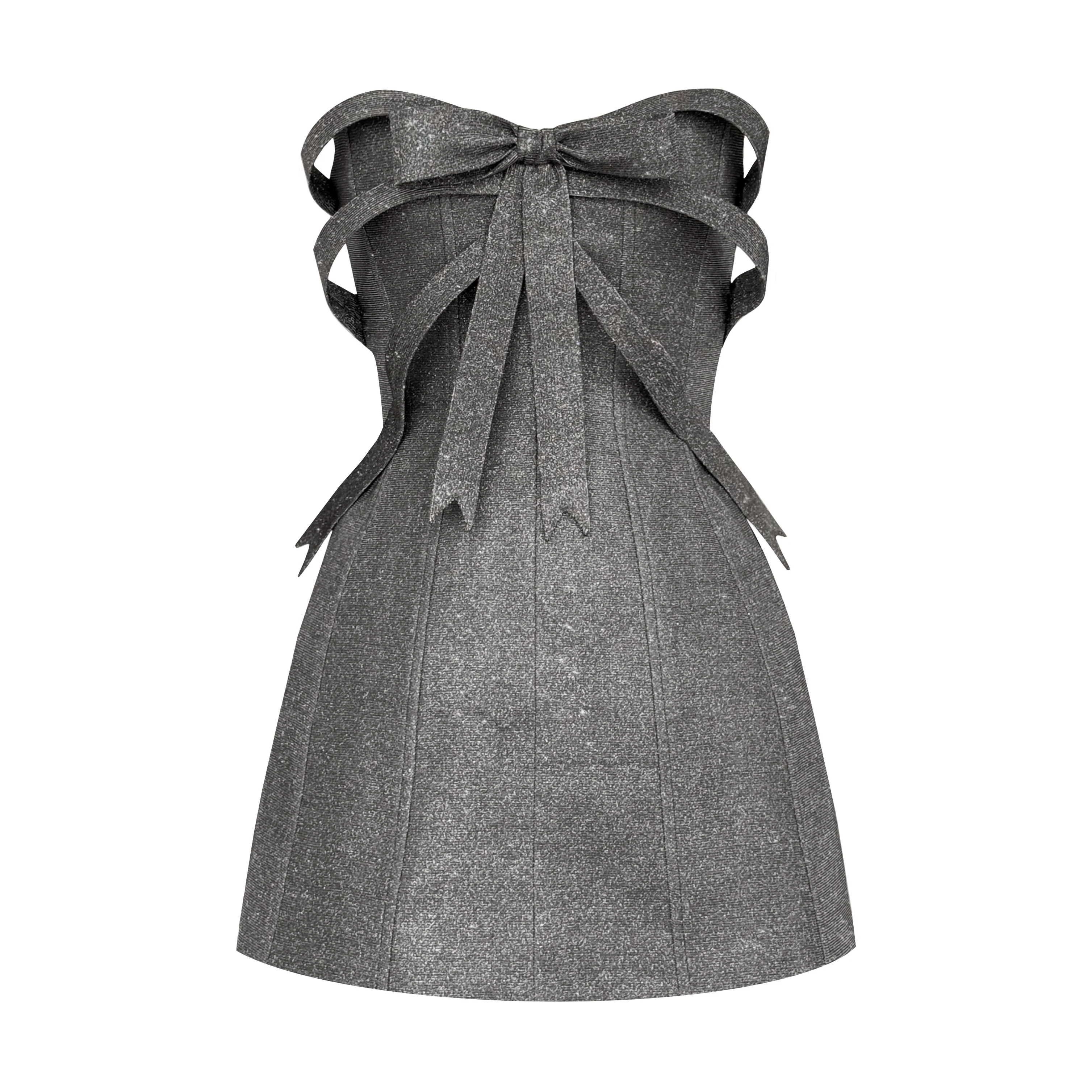 Silver Bow Mini Dress
