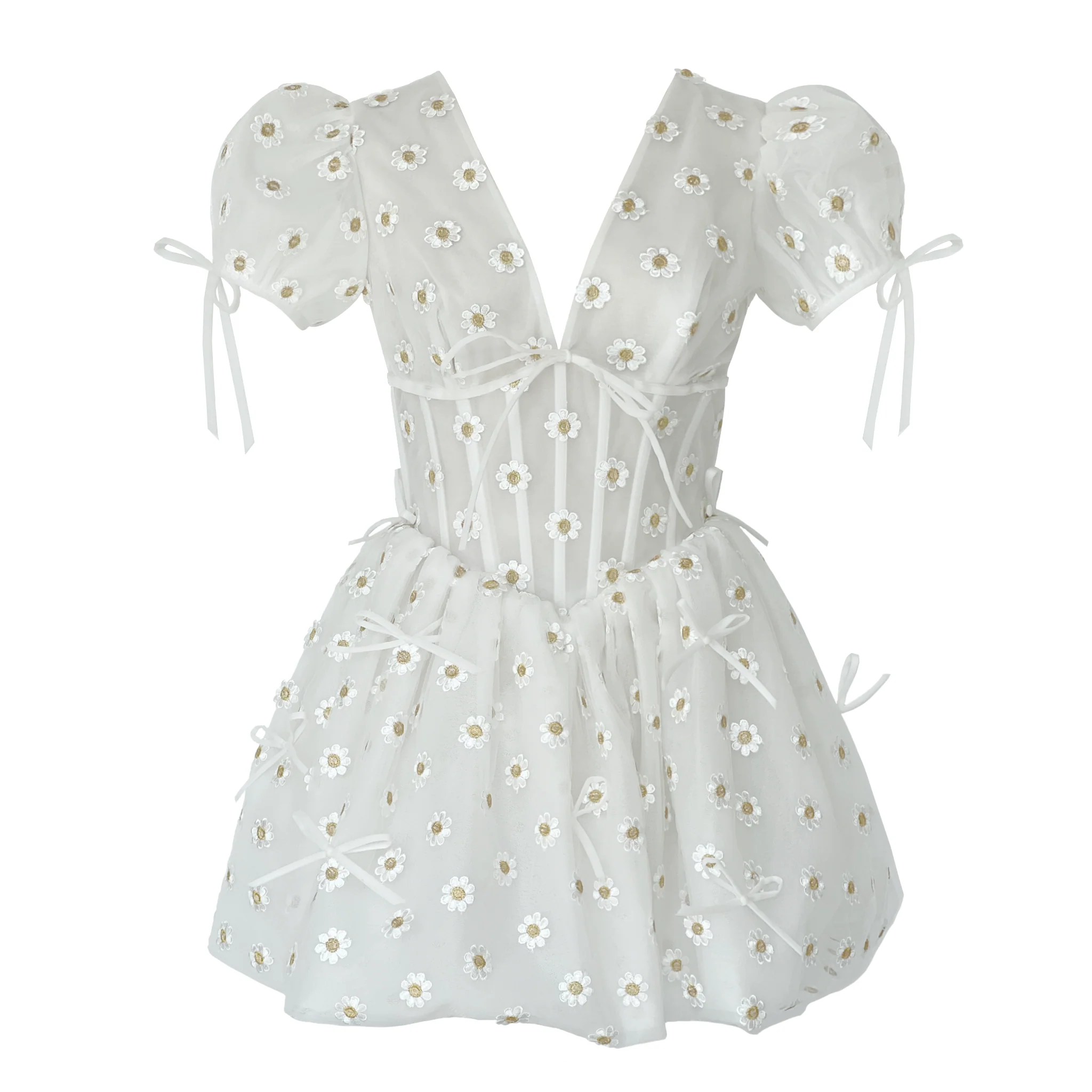 White Daisy Mini Dress